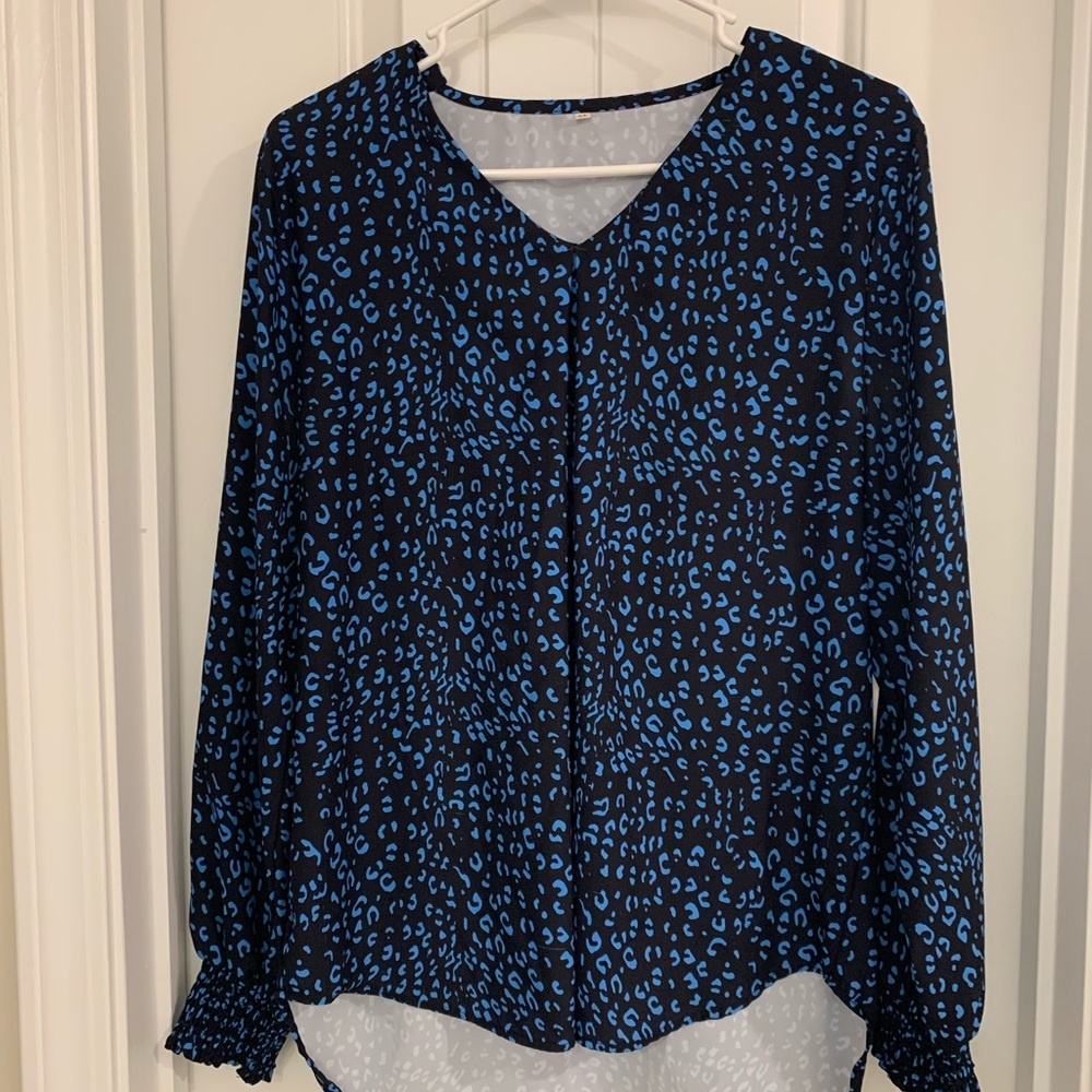 Blue and Black Women's Top